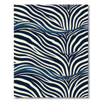 Navy Cream Wavy Stripe Rug