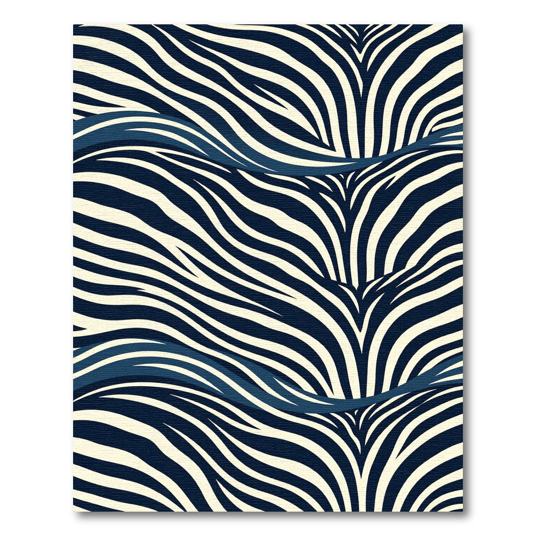 Navy Cream Wavy Stripe Rug