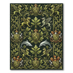 Ornate Green Griffins Shields Dolphins Rug
