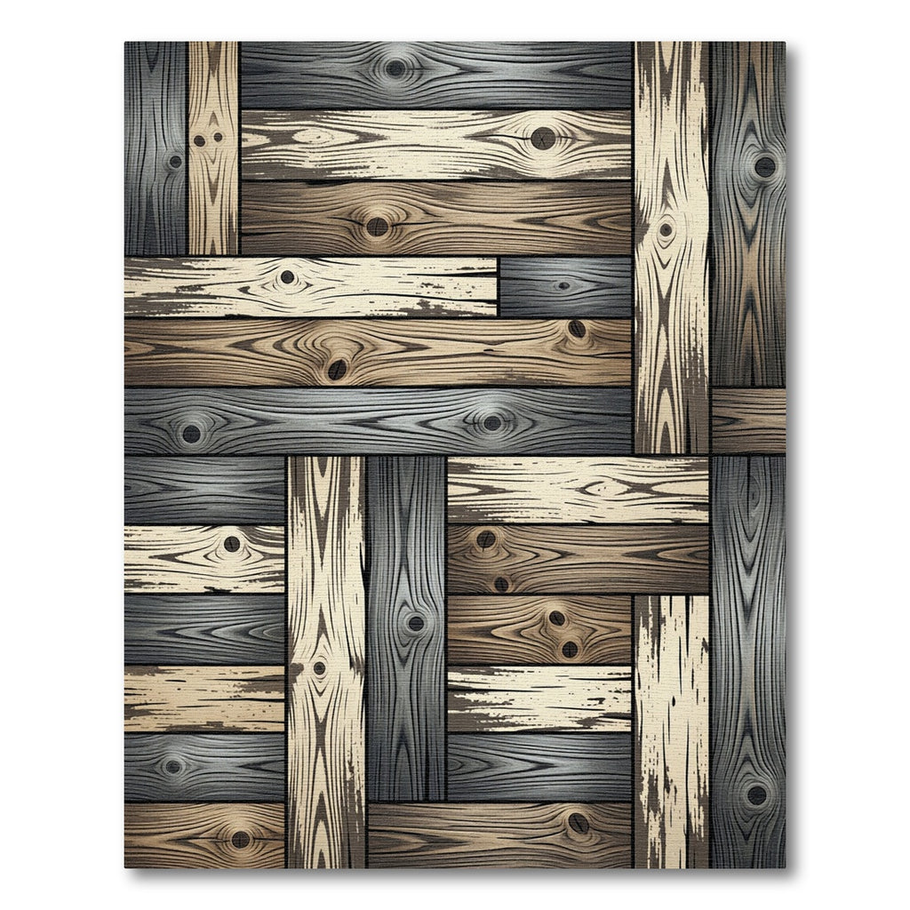 Textured Wood Grain Planks Rug