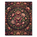 Ornate Crimson Lotus Floral Medallion Rug