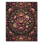 Ornate Crimson Lotus Floral Medallion Rug