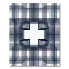 Dark Blue Geometric Plaid Cross Rug
