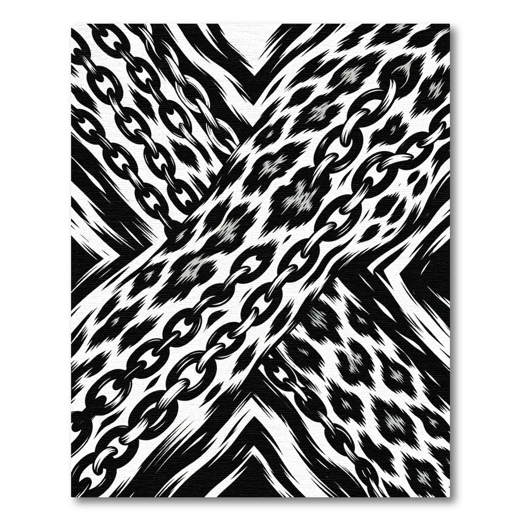 Bold Black Chain Leopard Print Rug