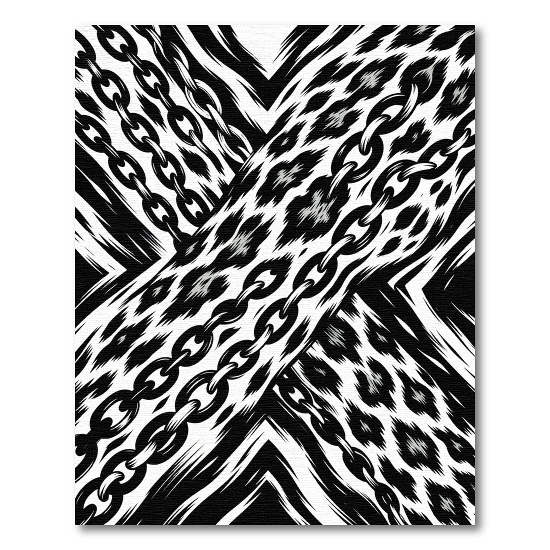 Bold Black Chain Leopard Print Rug