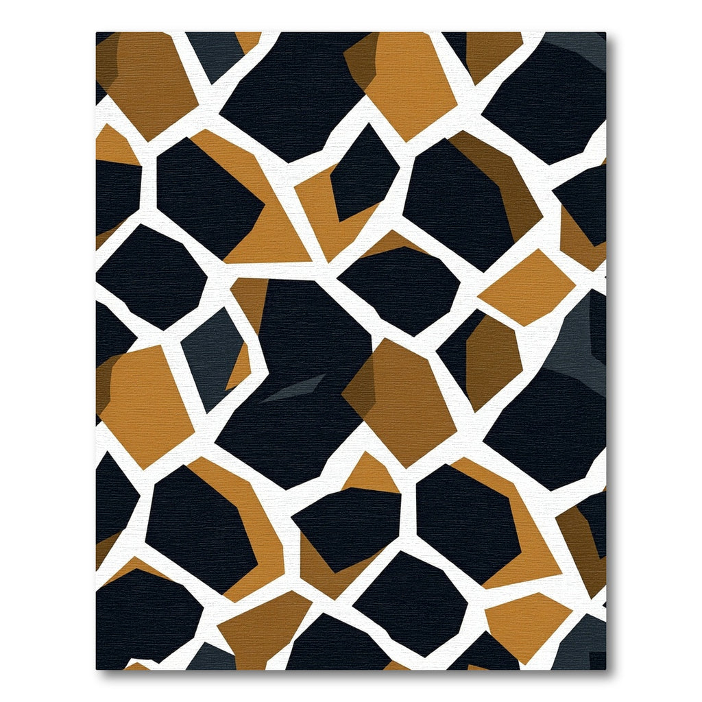 Abstract Geometric Ochre Black Mosaic Rug