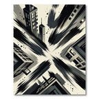 Dynamic Monochromatic Cityscape Brushstrokes Rug
