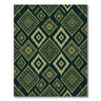 Olive Green Ethnic Ikat Diamond Rug