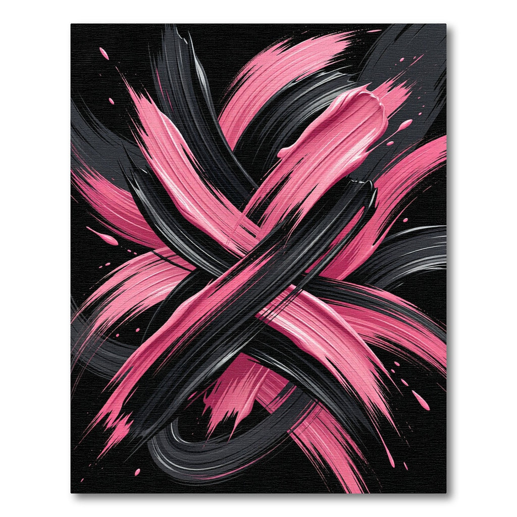 Bold Black and Pink Abstract Swirls Rug