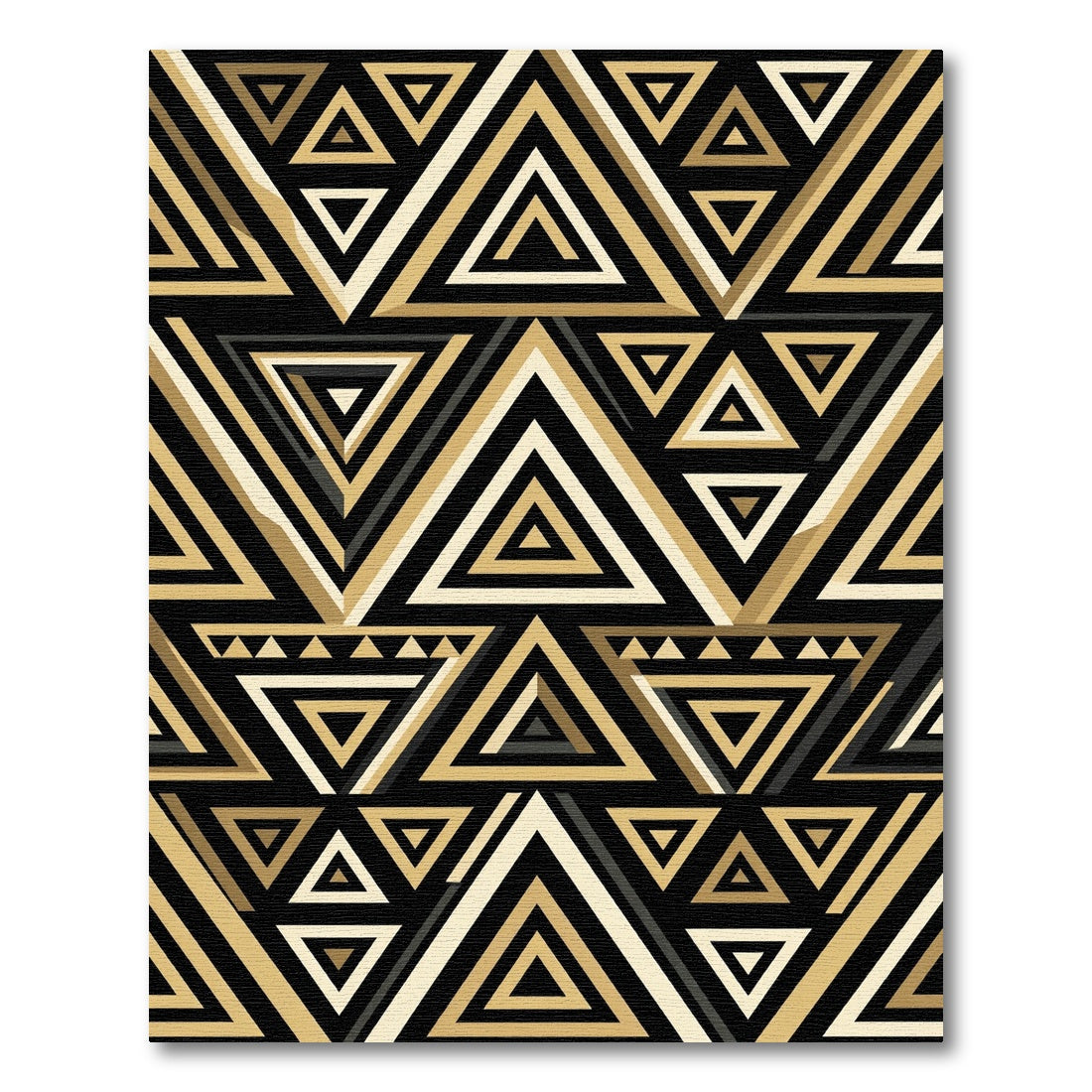 Gold and Black Geometric Triangle Rug