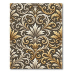 Ornate Golden White Acanthus Swirl Rug