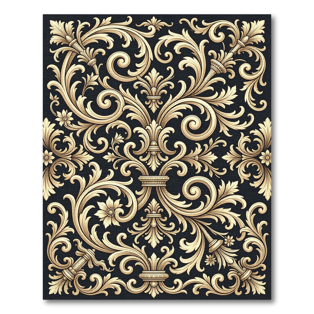 Gilded Ornate Swirl Flourish Accents Rug