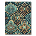 Ornate Teal Gold Arabesque Tile Rug