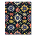 Dark Floral Botanical Pomegranate Art Rug