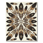 Earthy Brown Feather Eye Mandala Rug