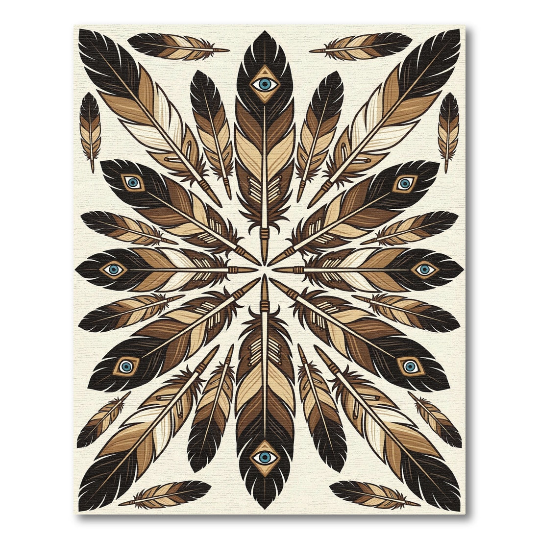Earthy Brown Feather Eye Mandala Rug
