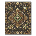 Ornate Gold Floral Acanthus Scroll Rug