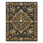 Ornate Gold Floral Acanthus Scroll Rug