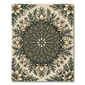 Sage Green Floral Mandala Medallion Rug