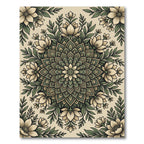Sage Green Floral Mandala Medallion Rug