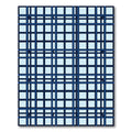 Geometric Blue Grid Linear Structure Rug