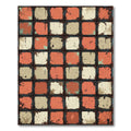 Distressed Terracotta and Cream Grid Rug