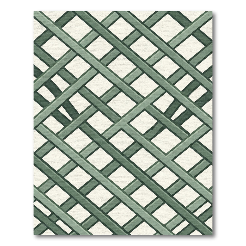 Sage Lattice Intersecting Diagonal Grid Rug