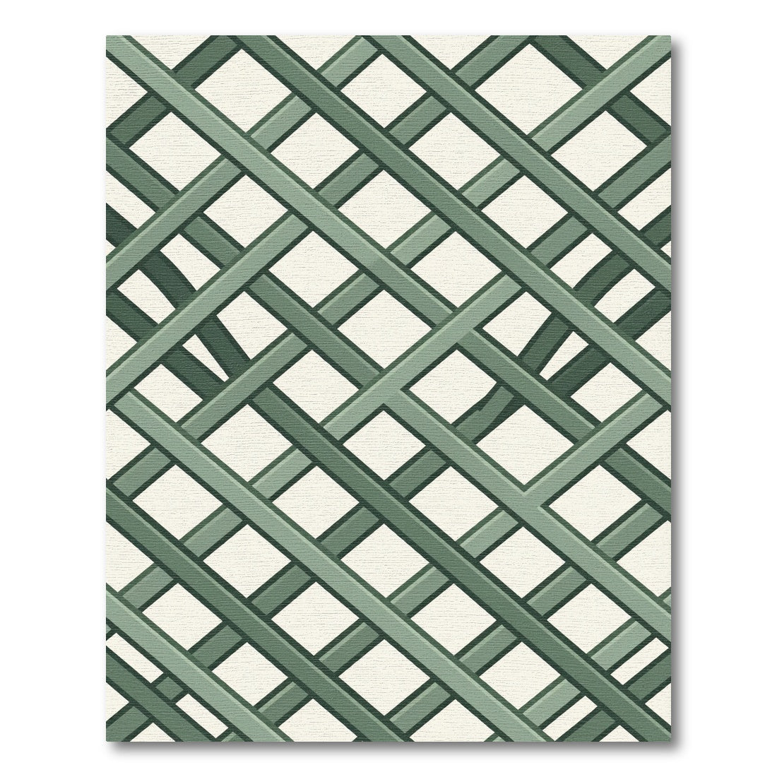 Sage Lattice Intersecting Diagonal Grid Rug