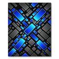 Electric Blue Geometric Cyber Grid Rug