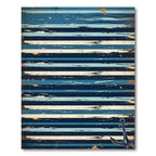 Rustic Blue Striped Nautical Anchor Rug