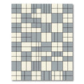 Modern Gray Cream Rectangular Grid Rug
