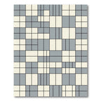Modern Gray Cream Rectangular Grid Rug