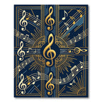 Art Deco Golden Music Note Navy Rug