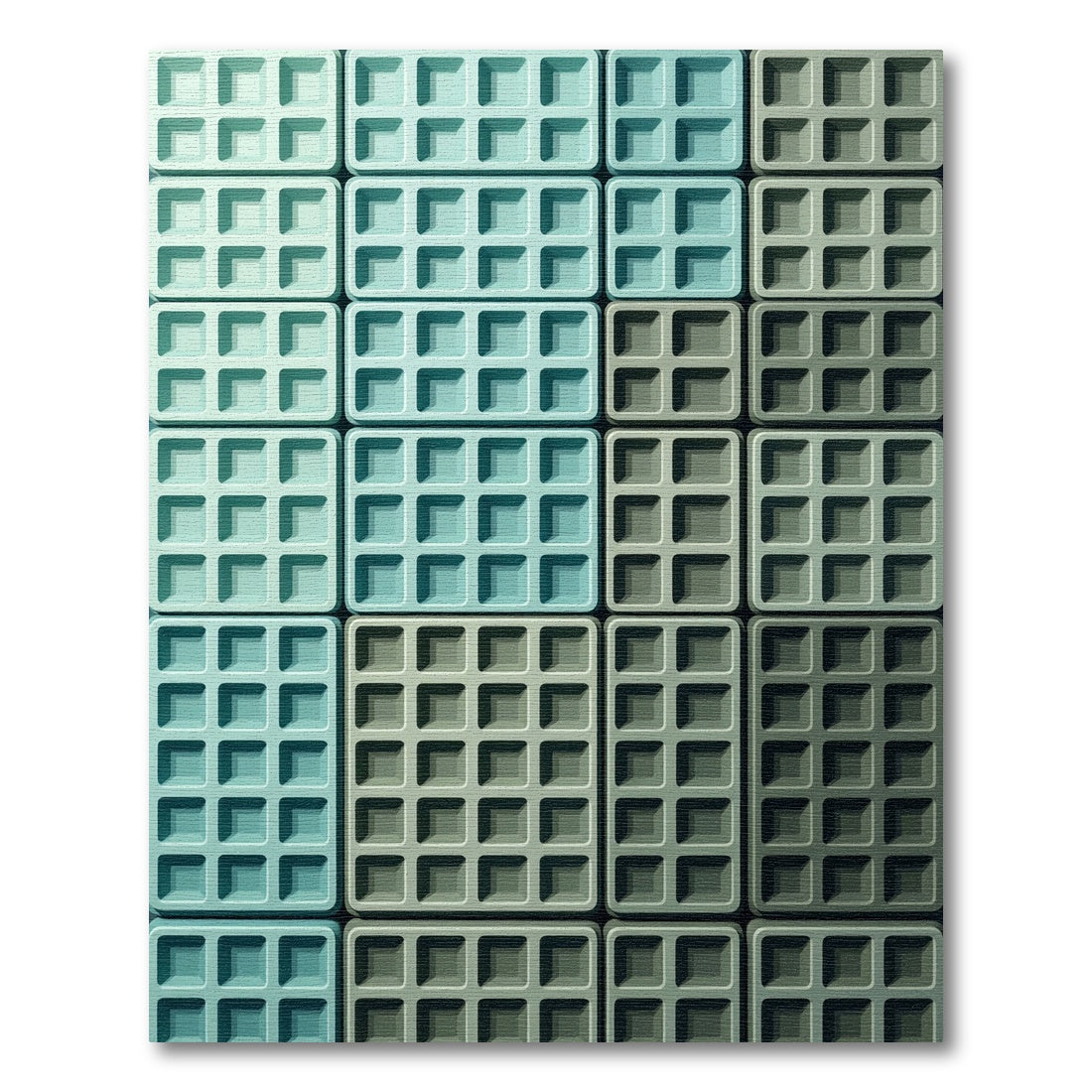 Modern Teal and Sage Grid Mosaic Rug