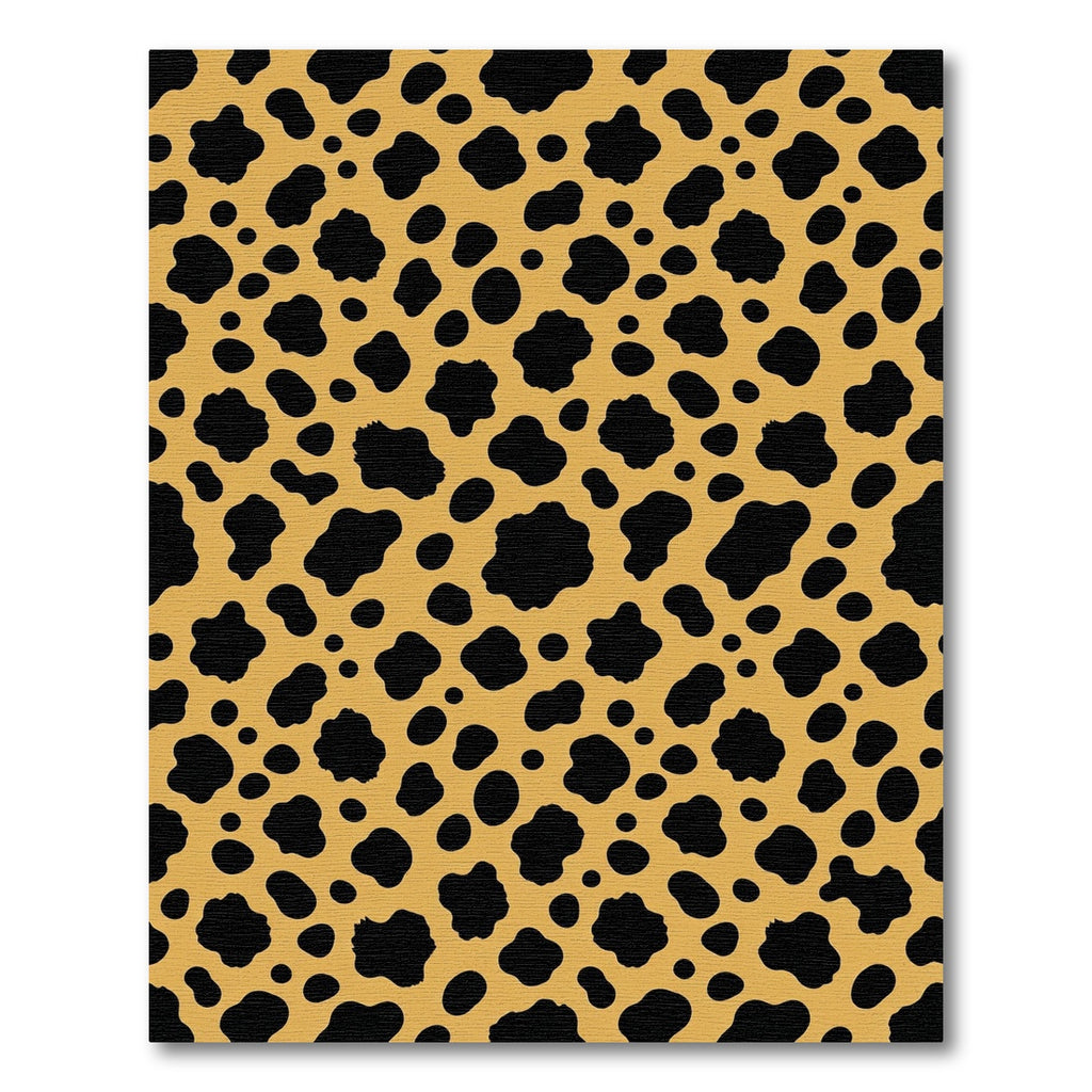 Golden Yellow Black Spotted Animal Hide Rug