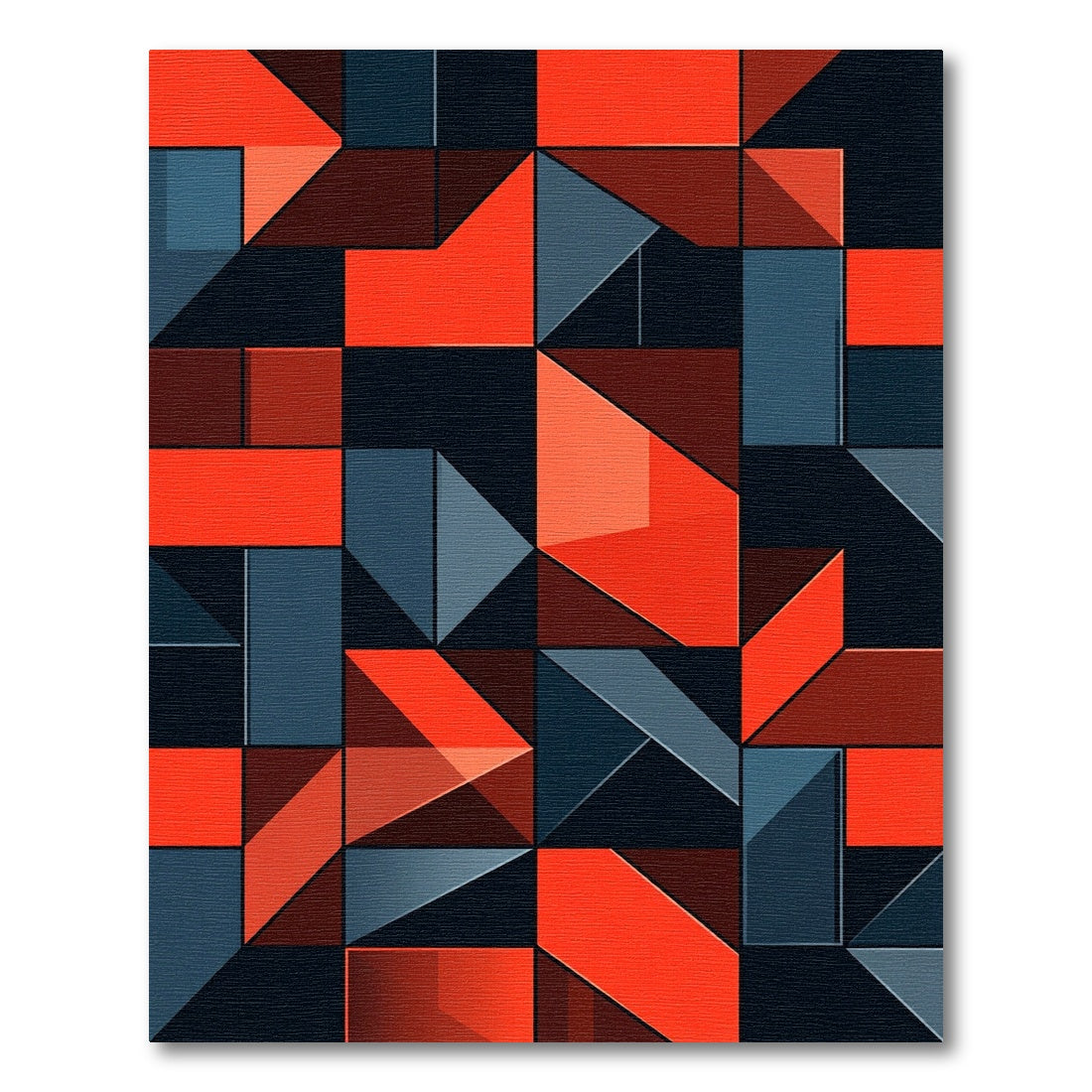 Bold Geometric Orange and Charcoal Rug
