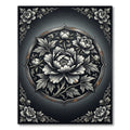 Monochromatic Embellished Peony Circular Medallion Rug