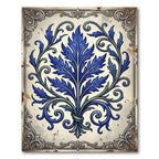 Royal Blue Acanthus Leaf Scrollwork Rug