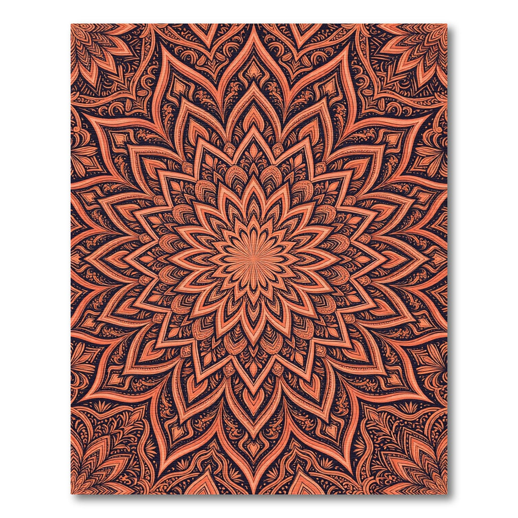 Orange Mandala Intricate Floral Bloom Rug