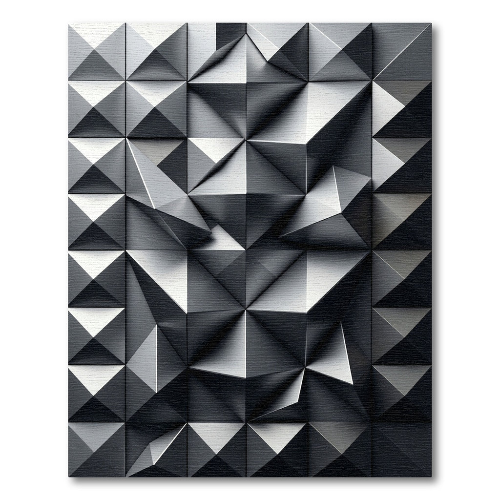 Monochrome Metallic 3D Geometric Facet Rug
