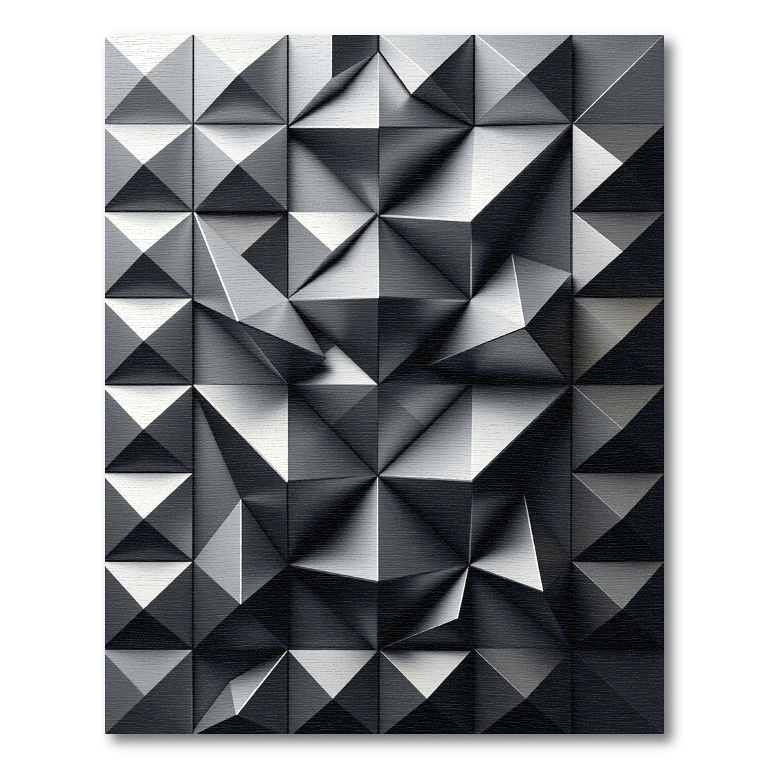 Monochrome Metallic 3D Geometric Facet Rug