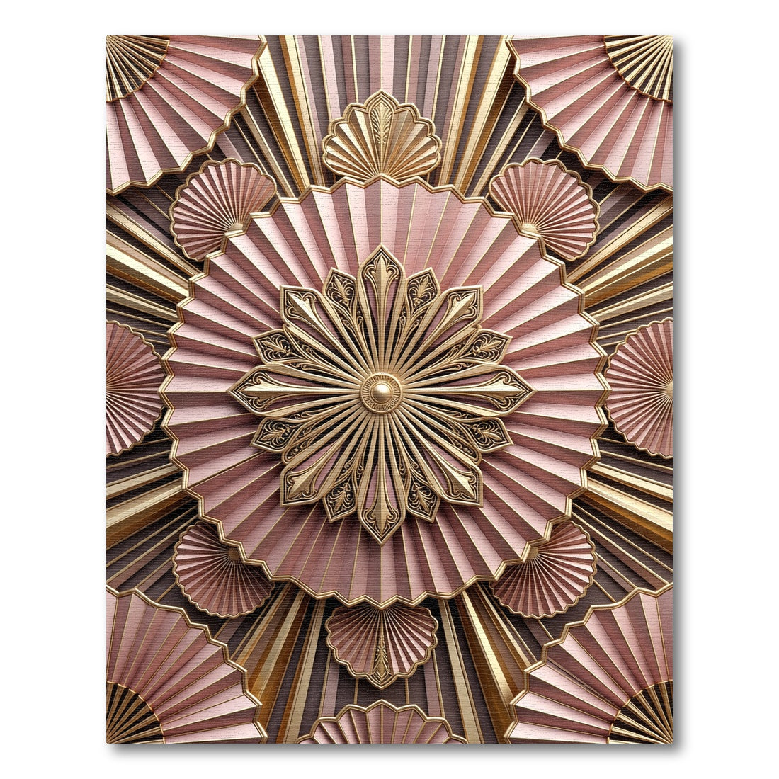 Rose Gold Fan Medallion Art Deco Rug