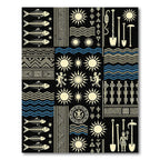 Tribal Sun Fish Wave Imagery Rug