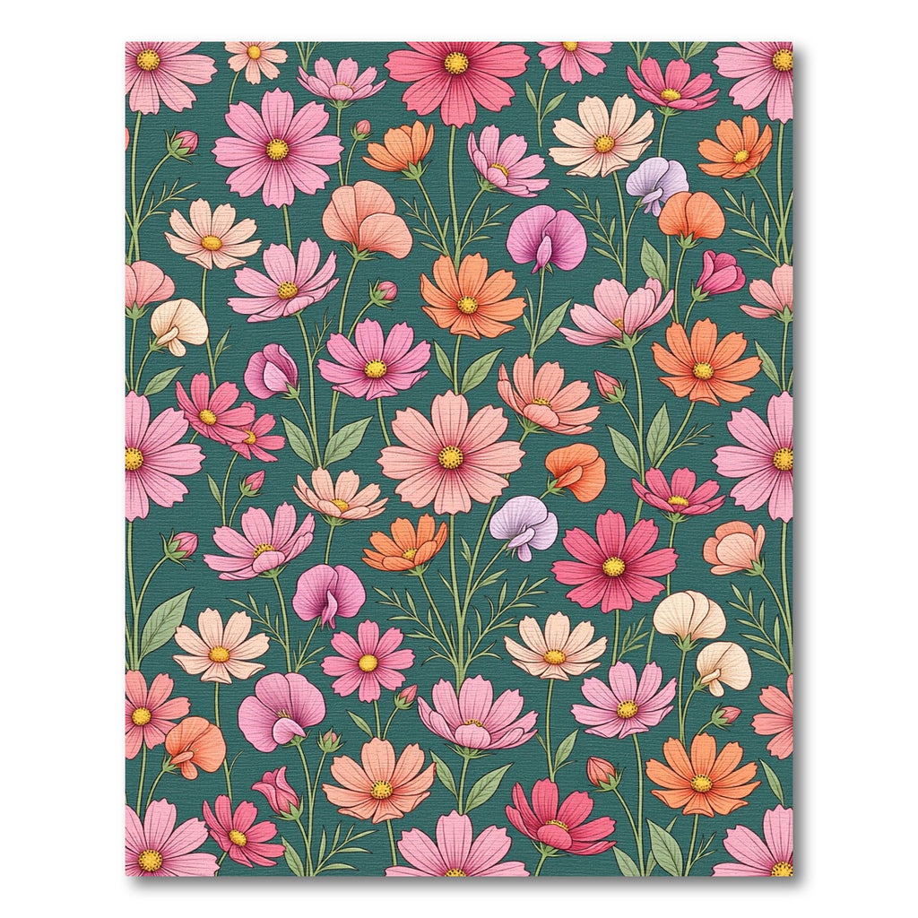 Pink Orange Floral Garden Companions Rug