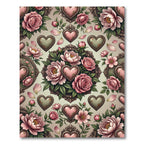 Vintage Rose Pink Heart Floral Medallion Rug