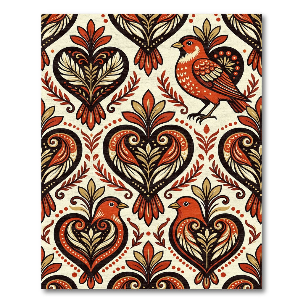 Rustic Folk Heart Bird Wheat Field Rug