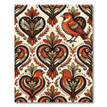 Rustic Folk Heart Bird Wheat Field Rug