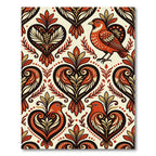 Rustic Folk Heart Bird Wheat Field Rug