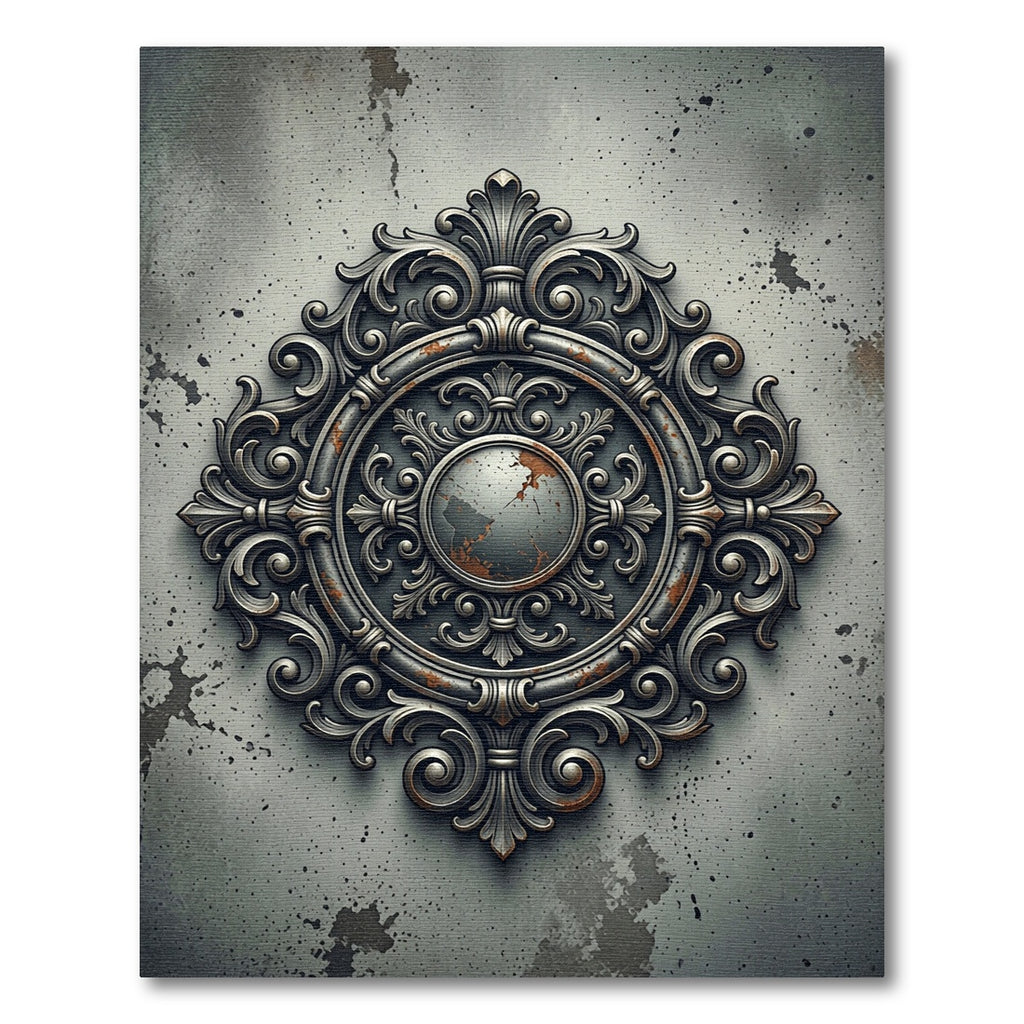 Ornate Silver Vintage Mandala Rug
