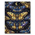 Celestial Gold and Navy Starry Moth Rug
